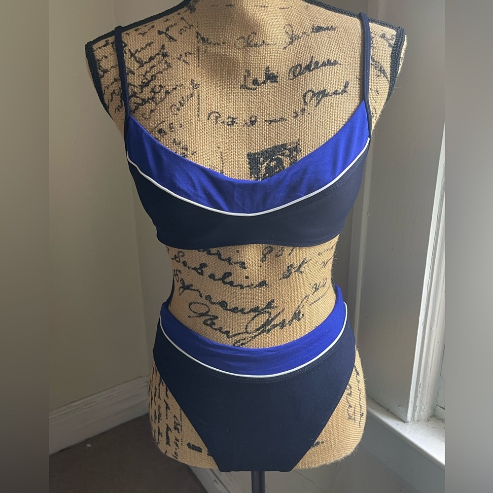 Cole Navy/Royal Blue Two-Piece Swimsuit with Demi-Bra-Style Top